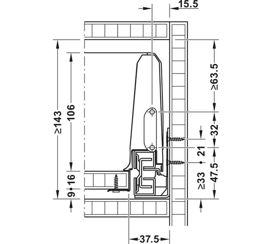 Комплект ящика Hafele Matrix box S35 белый, 120x500 мм SOFT C 552.54.795