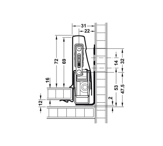 Боковины Hafele Moovit серия 1 белая, металлик, 92x300 мм 553.52.721