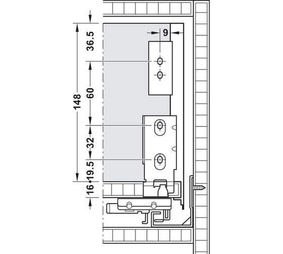 Комплект боковин Hafele Matrix Box A серый, 175x400 мм 552.23.413
