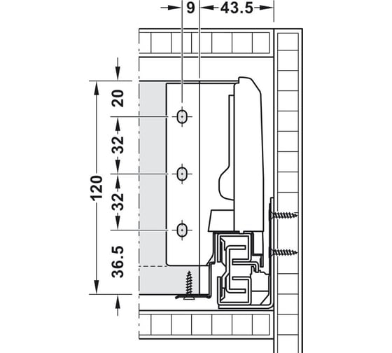 Комплект выдвижных ящиков Hafele Matrix box S35 серый, 120x450 мм SOFT C 552.54.694