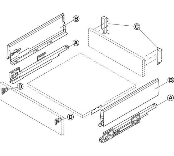 Комплект выдвижных ящиков Hafele Matrix box S35 серый, 120x450 мм SOFT C 552.54.694
