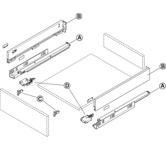 Комплект боковин Hafele Matrix Box A белый, 89x270 мм 552.21.710