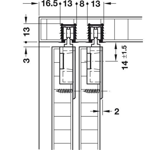 Ходовой ролик на вкладные двери Hafele Slido F-Line11 12A 404.73.321
