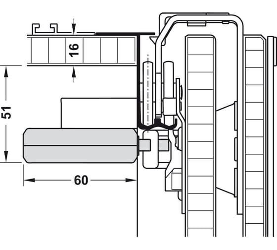 Комплект втяжного амортизатора для 3 дверей Hafele Slido F-Line41 35A Smuso 50 мм 402.36.401