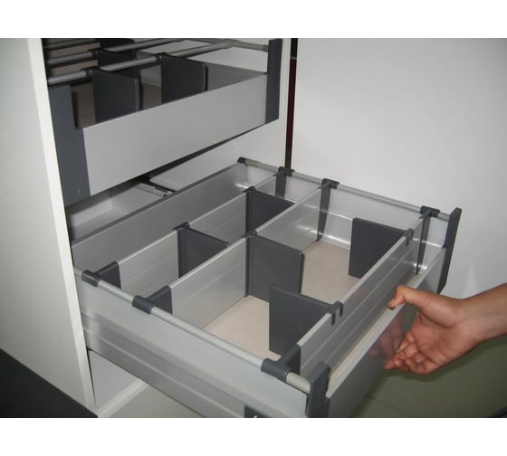 Комплект крепежа для фасада внутреннего ящика Hafele Matrix box S серый, H 199 мм 552.70.698
