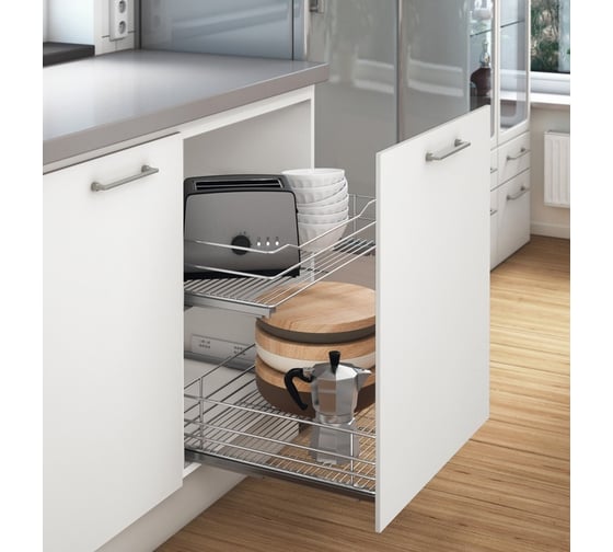Внутренний ящик Hafele soft-close из проволоки, хром, 600 мм 549.06.217