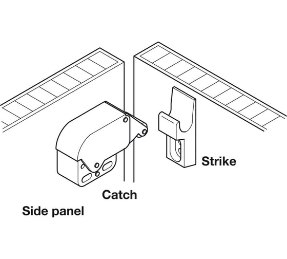 Пружинная защелка Hafele MINI-LATCH + ответная планка, белая 245.54.701