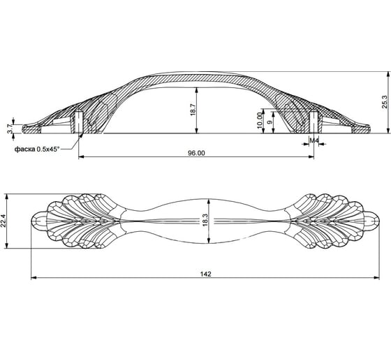 Мебельная ручка-скоба Hafele 742, золото антик, 96 мм 120.01.024