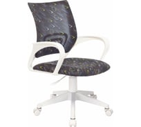 Детское кресло Бюрократ KD-W4 черный/синий регата, крестовина пластик, белый пластик 1614723