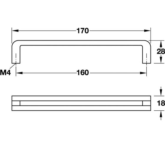 Мебельная ручка Hafele цинковое литьё, белая, 170x28 мм 110.34.706