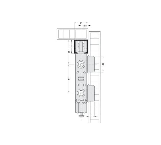 Средняя шарнирная петля Hafele Slido Fold 40 409.63.710