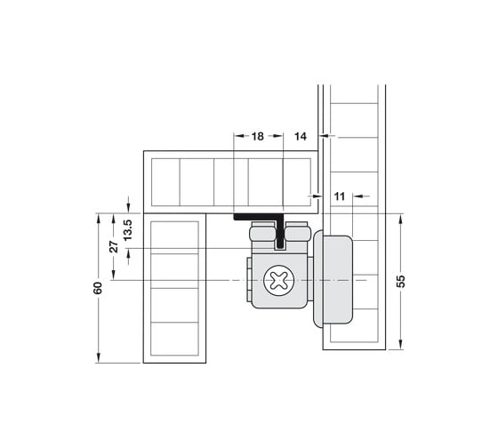 Средняя шарнирная петля Hafele Slido Fold 40 409.63.710