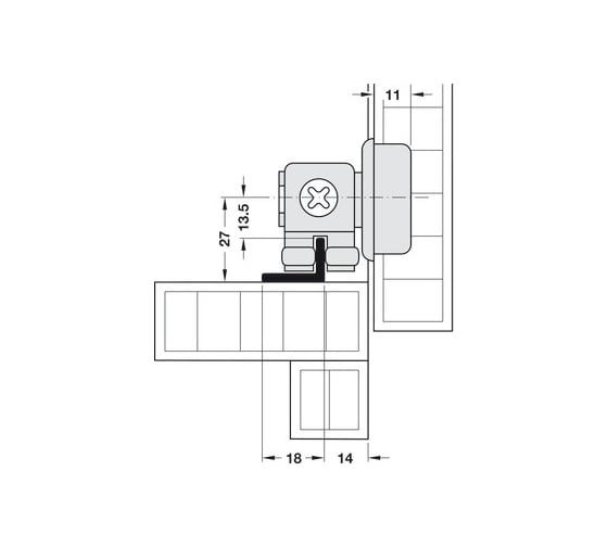 Средняя шарнирная петля Hafele Slido Fold 40 409.63.710