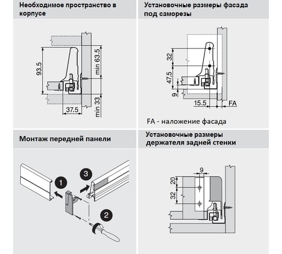 Схема сборки направляющих блюм