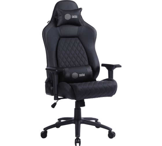 Игровое кресло Cactus черный, с подголовником, крестовина черная CS-CHR-130-M 1739024 1