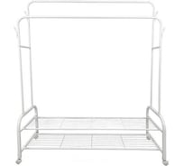 Напольная вешалка для одежды, вещей и обуви URM стальная, 2 полки, 2 перекладины, 4 крючка, 165x150x50 см, белая D00634