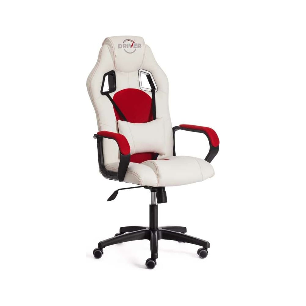 Кресло Tetchair driver 22 кожзаменитель/ткань, белый/красный 36-01/tw ...