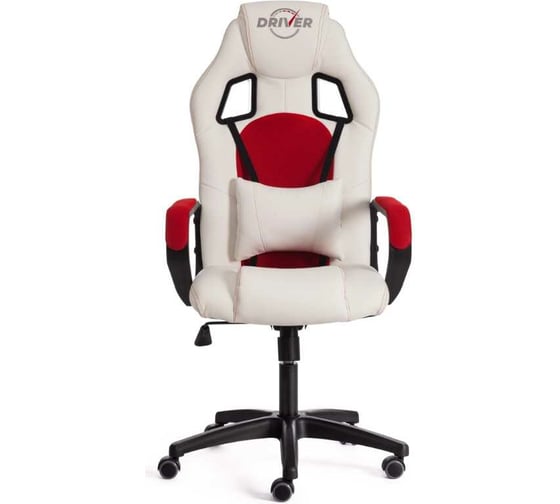 Кресло Tetchair driver 22 кожзаменитель/ткань, белый/красный 36-01/tw-08 19302