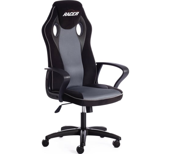Кресло Tetchair racer флок/ткань, черный/серый 35/tw-12/карбон 19270