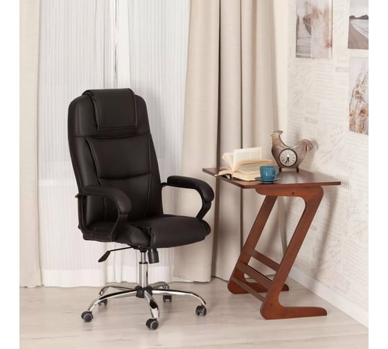 Кресло Tetchair bergamo 22 хром, искусственная кожа, черное 36-6 19370