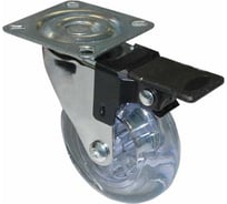 Мебельное поворотное колесо MFK-TORG PVC с тормозом, 75 мм, прозрачный 5008075