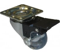 Мебельное поворотное колесо MFK-TORG PVC с тормозом, 35 мм, прозрачный 5008035