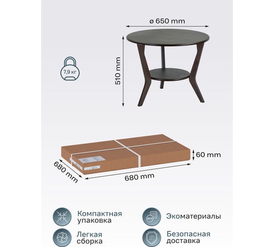 Журнальный стол Мебелик BeautyStyle 13 венге/венге 7834