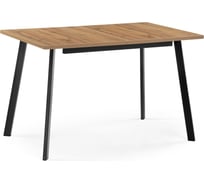 Раскладной стол Woodville колон лофт 120 25 мм дуб вотан/черный матовый 489606