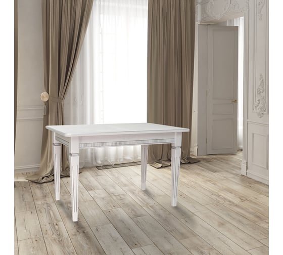 Обеденный стол Мебелик Васко В 87Н белый/серебро, 150/200х90 см 3529 5480