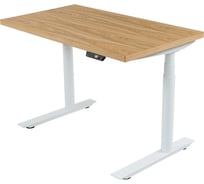 Стол с регулировкой высоты StolStoya ТИТАН Design рама белая, столешница МДФ, шпон, дуб европейский, 140x70 SE221DWDE14070