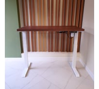 Стол с регулируемой высотой StolStoya МОТОР UP подстолье белое, столешница МДФ, шпон американский орех, 160x80 SE211/160WAO