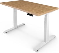 Стол с регулируемой высотой StolStoya ТИТАН рама белая, столешница МДФ, шпон дуб европейский, 160x80 SE221IWDE16080
