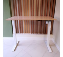 Стол с регулируемой высотой StolStoya МОТОР UP рама белая, столешница ЛДСП, Дуб светлый, 125x75 PE211IWSLDS125