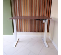 Стол с регулируемой высотой StolStoya МОТОР UP рама белая, столешница ЛДСП, Орех Сопрано, 145x80 PE211IWSLO145