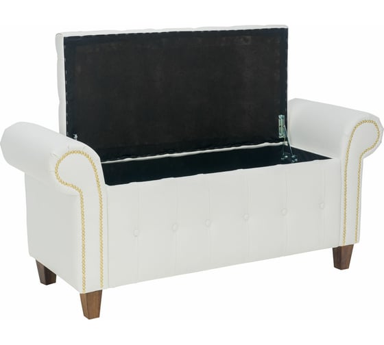 Банкетка Leset Classic-Б1 белая экокожа, ножки орех 7238-4012
