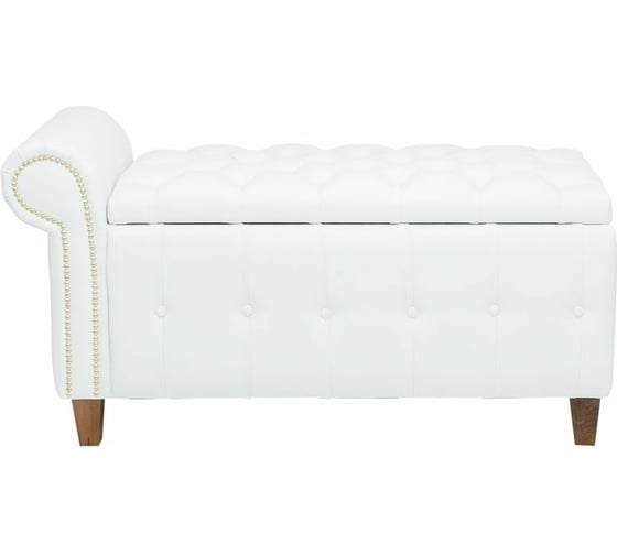 Банкетка Leset Classic-Б2 белая экокожа, ножки орех 5380-4043