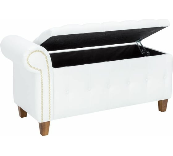 Банкетка Leset Classic-Б2 белая экокожа, ножки орех 5380-4043