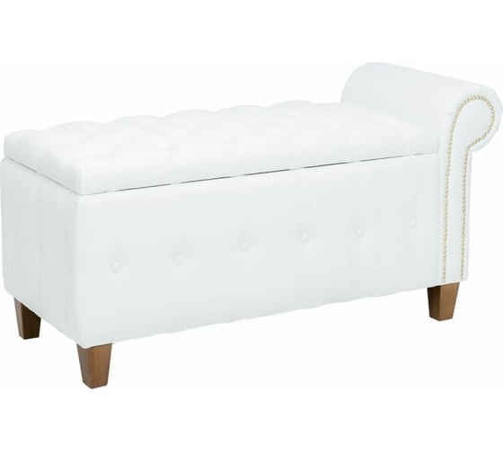 Банкетка Leset Classic-Б2 белая экокожа, ножки орех 5380-4043