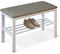 Банкетка Leset Фиора беленая, ткань серая, металл алюминий 7435-8522