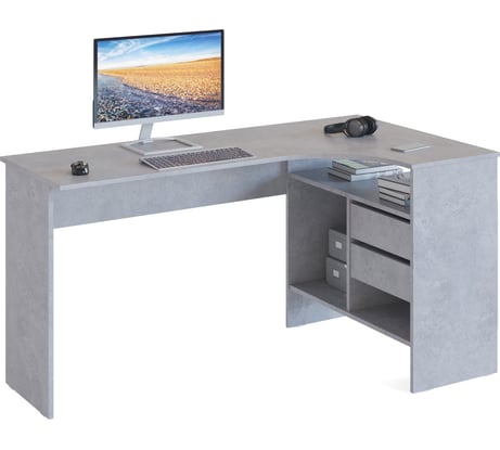 Письменный стол СОКОЛ СПм-25 правый, бетон 00-00011531