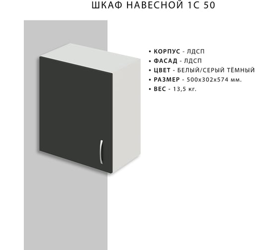 Навесной шкаф НОРТА NORTA 500x302x574 1С 4657773607262