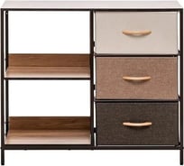 Комод Leset Локи 3 ящика, с полкой, каркас коричневый, бежевый/светло-коричневый/темно-коричневый LSКБ-00011834