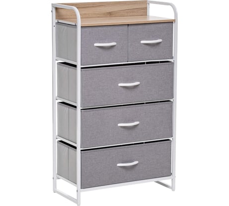 Комод Leset Ноа 5 ящиков, каркас белый, светло-серый LSКБ-00011828