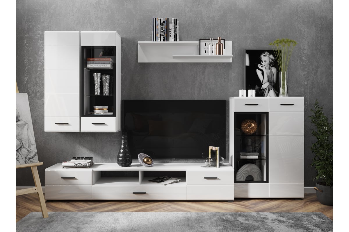 Навесная полка НК-Мебель GLOSS белый/белый глянец 71373116 - выгодная ...