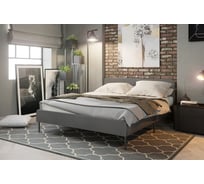 Каркас кровати Металл-Завод MEZA 160x200, обивка серая, каркас черный MB01602001G2
