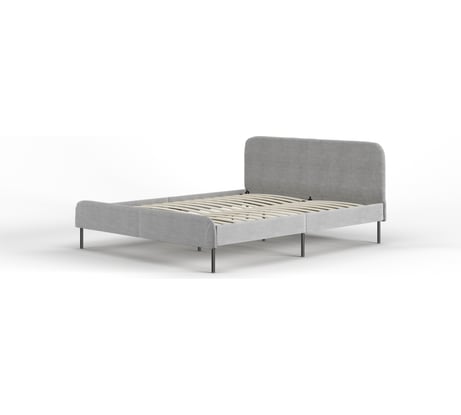 Каркас кровати Металл-Завод MEZA 160x200, обивка серая, каркас черный MB01602001G2