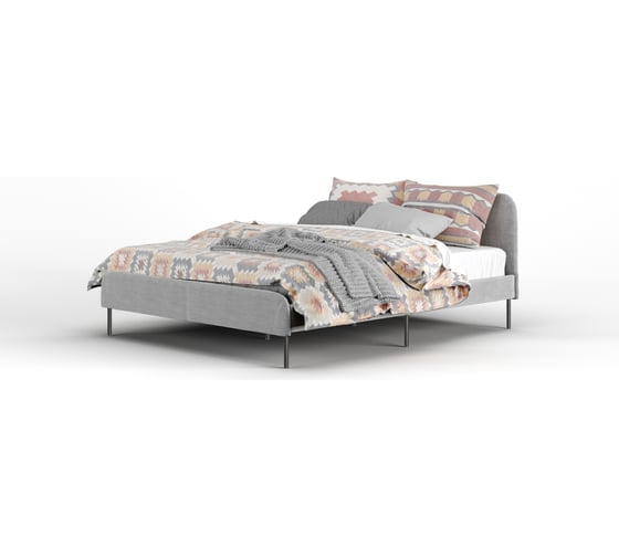 Каркас кровати Металл-Завод MEZA 160x200, обивка серая, каркас черный MB01602001G2