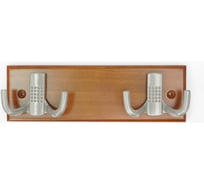 Настенная вешалка на деревянной планке с двойным крючком Трибатрон Комфорт-4/2бук-алюм мет 88003