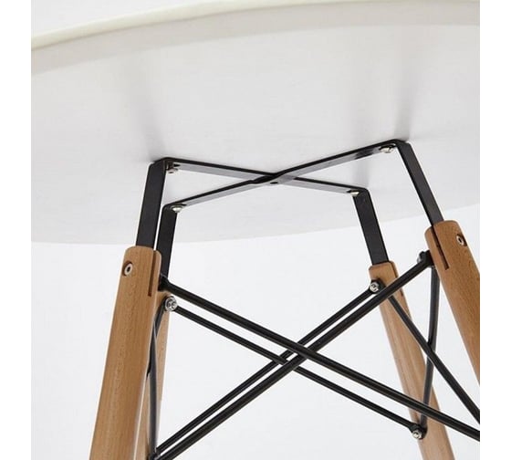 Обеденный стол BRABIX Eames T-01 круглый, диаметр 80 см, опоры дерево, пластик, белый 532633