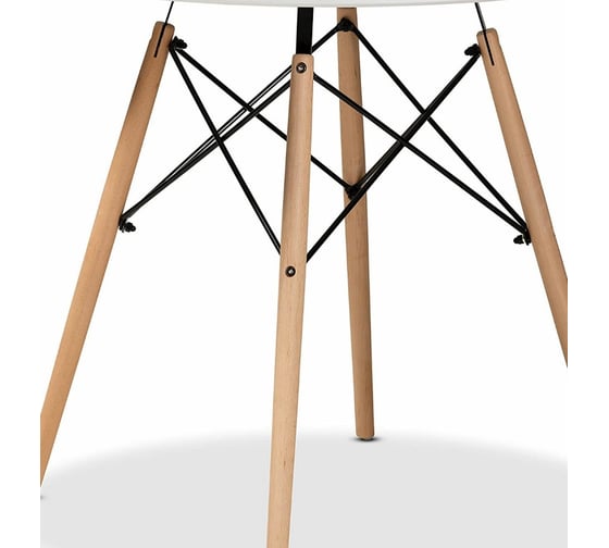 Обеденный стол BRABIX Eames T-01 круглый, диаметр 80 см, опоры дерево, пластик, белый 532633